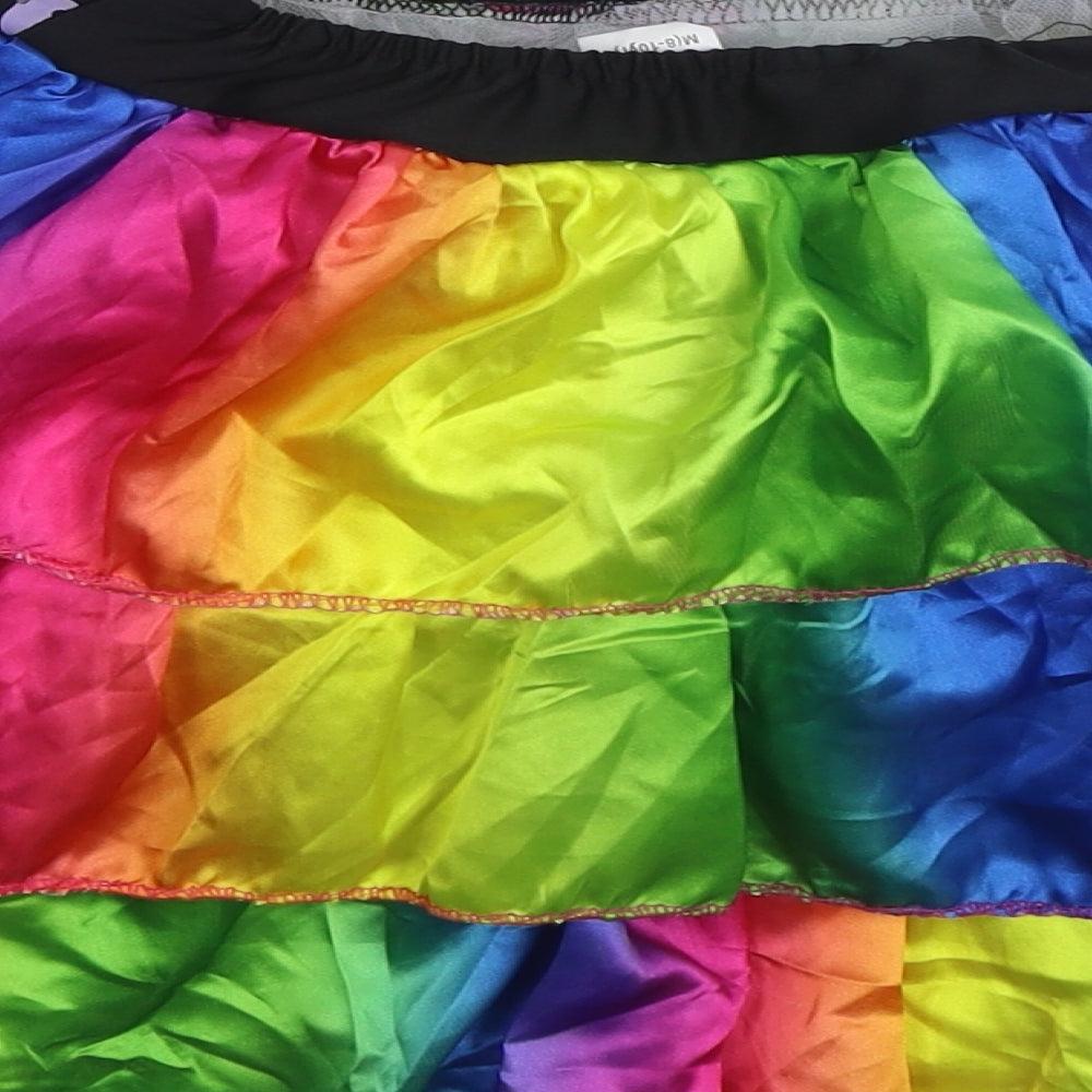 Preworn Girls Multicoloured Geometric Polyester Tutu Skirt Size 9-10 Years Regular Pull On - Skull