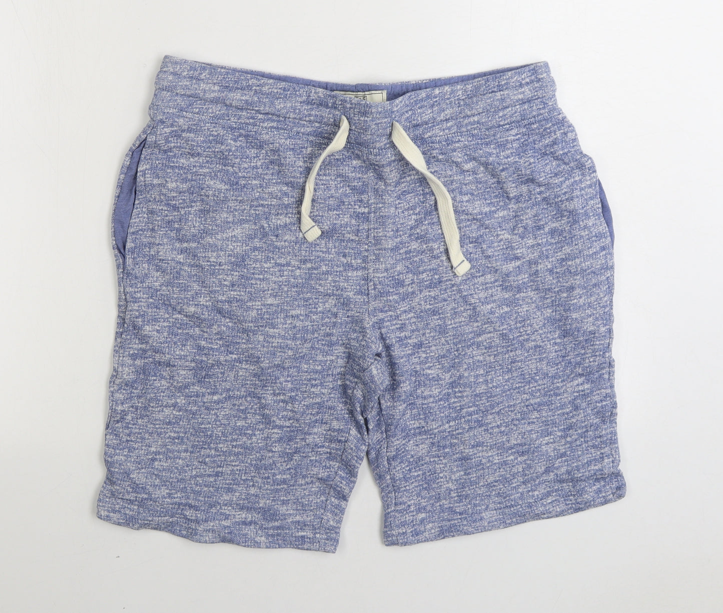 F&F Mens Blue Cotton Sweat Shorts Size M L9 in Regular Drawstring