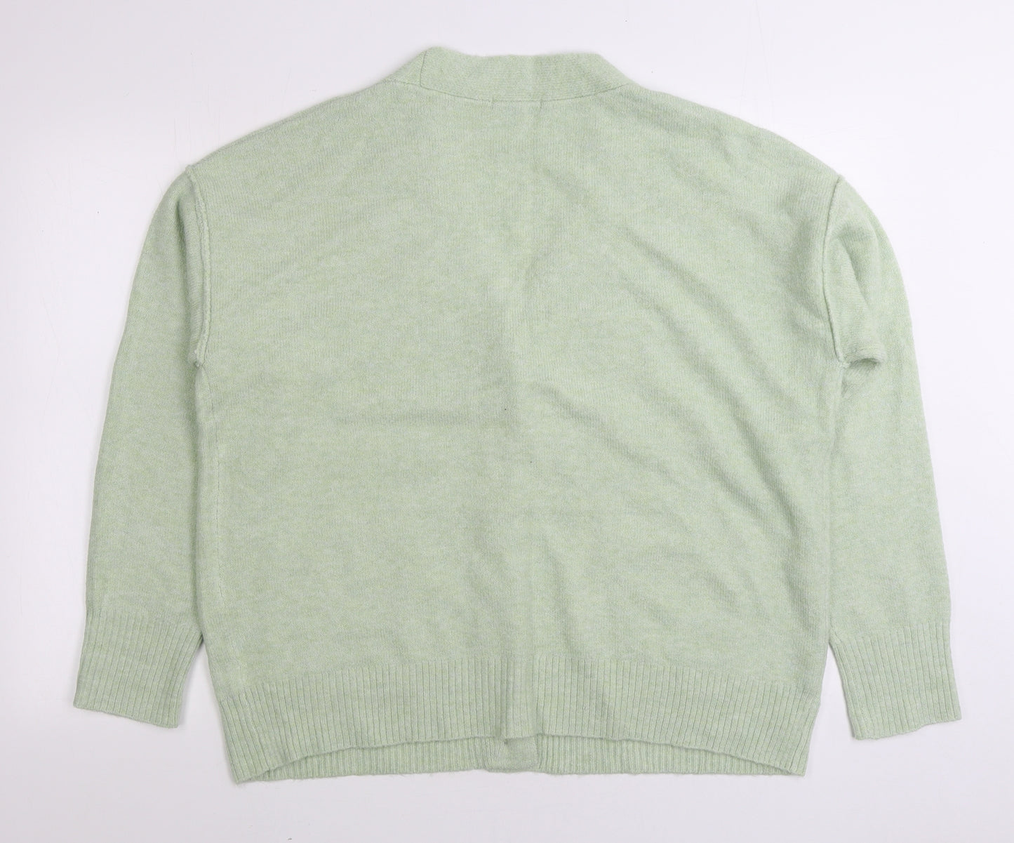 TU Womens Green V-Neck Acrylic Cardigan Jumper Size 16
