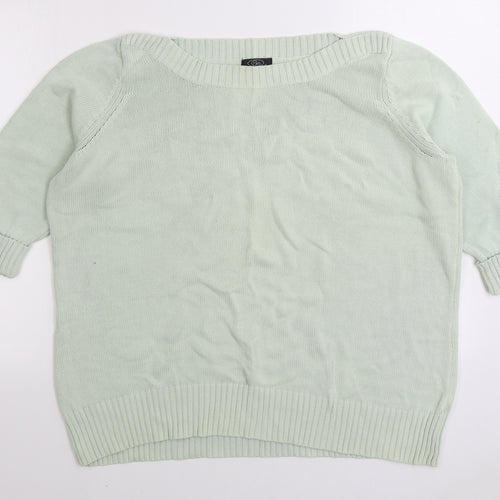 Bonmarché Womens Green Boat Neck 100% Cotton Pullover Jumper Size XL