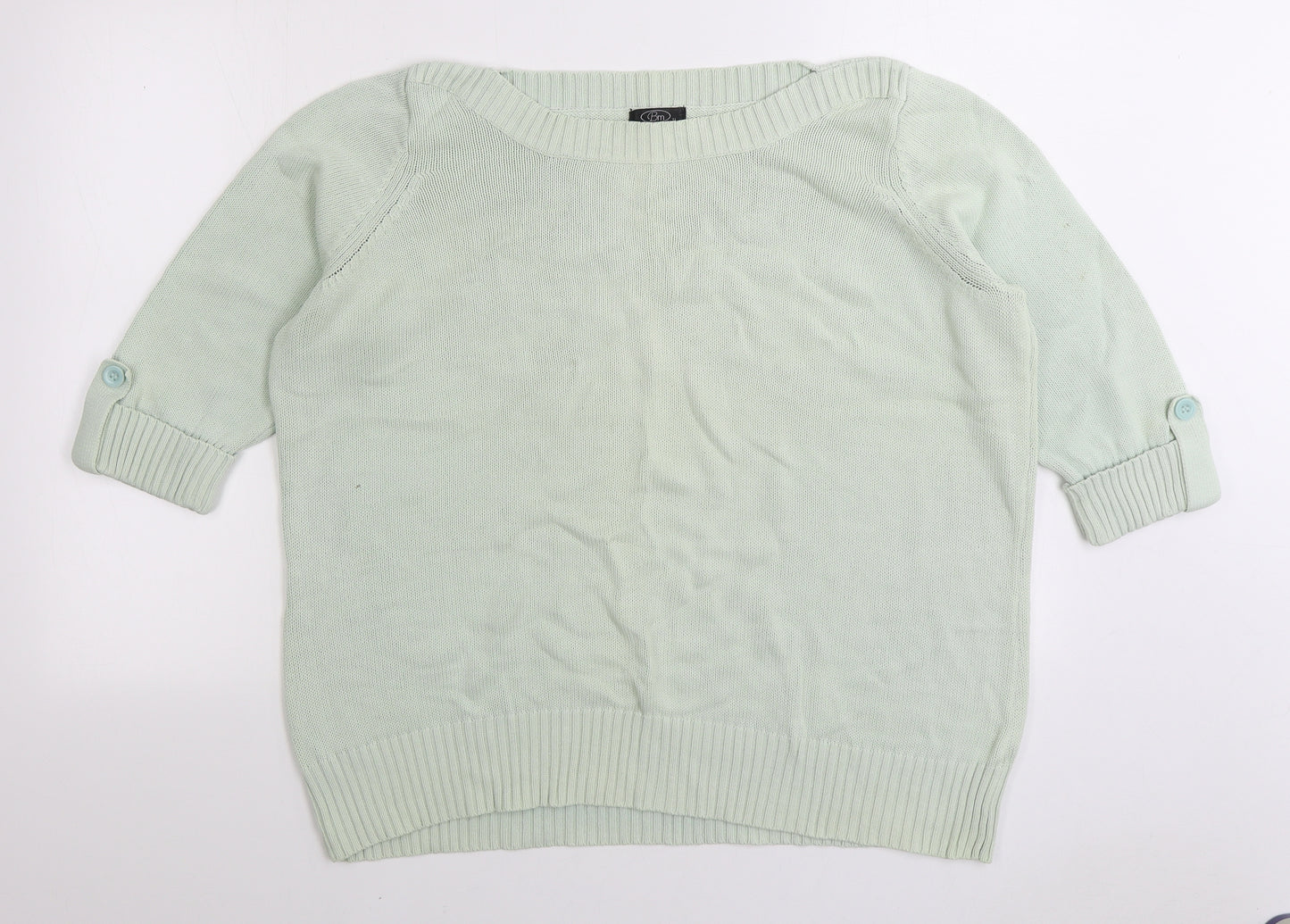 Bonmarché Womens Green Boat Neck 100% Cotton Pullover Jumper Size XL