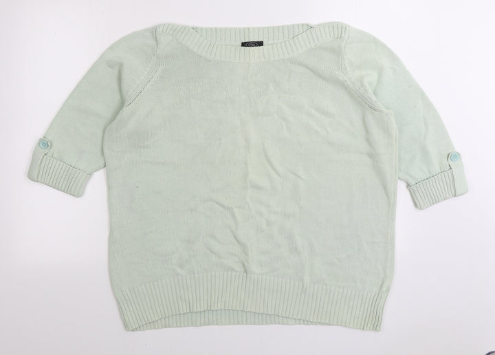 Bonmarché Womens Green Boat Neck 100% Cotton Pullover Jumper Size XL