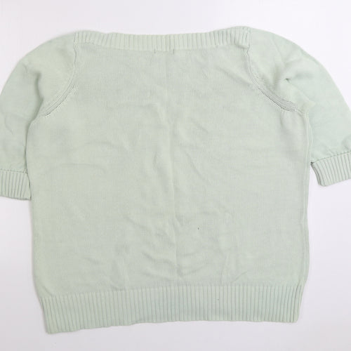 Bonmarché Womens Green Boat Neck 100% Cotton Pullover Jumper Size XL