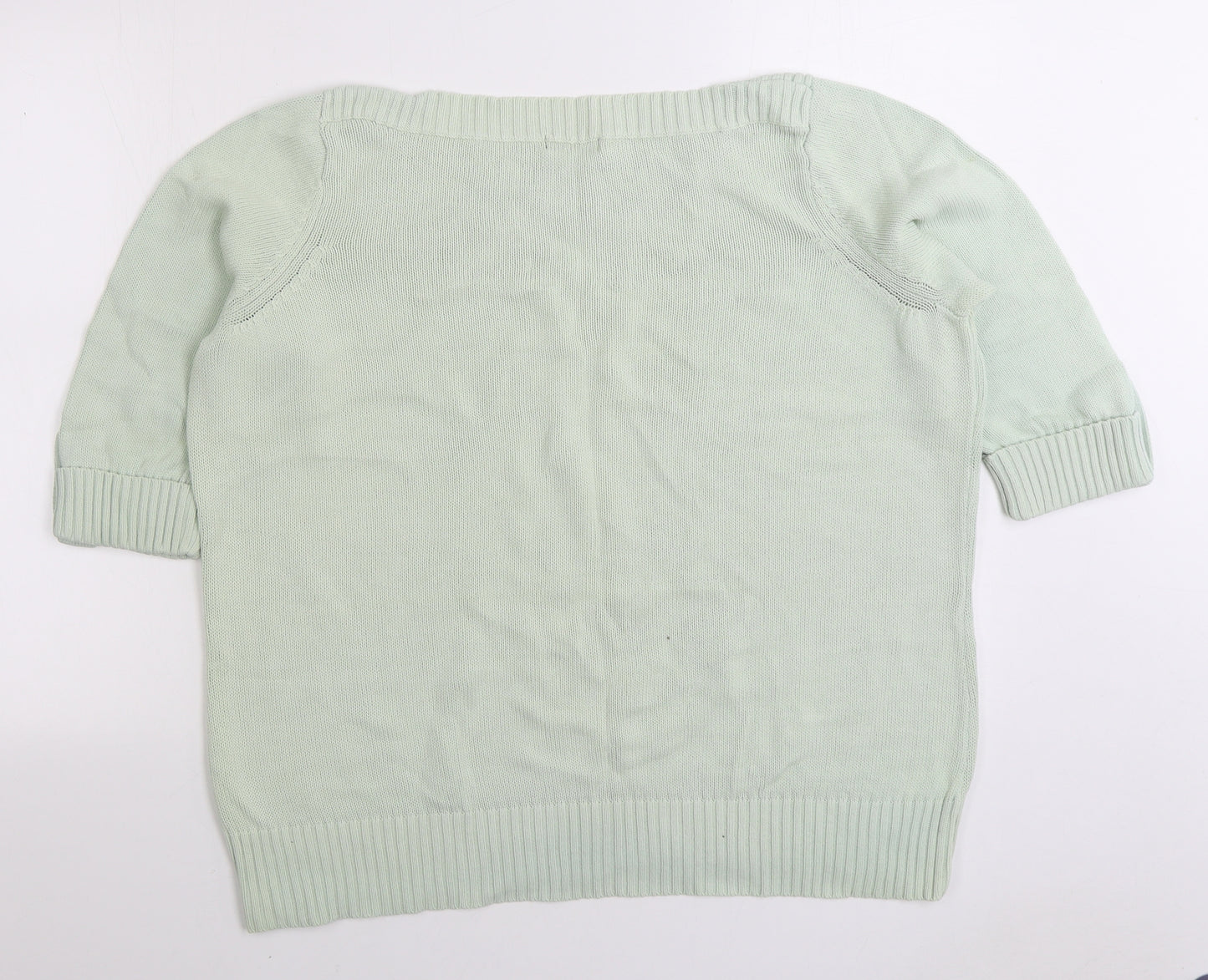 Bonmarché Womens Green Boat Neck 100% Cotton Pullover Jumper Size XL