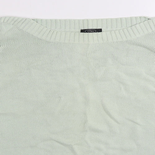 Bonmarché Womens Green Boat Neck 100% Cotton Pullover Jumper Size XL