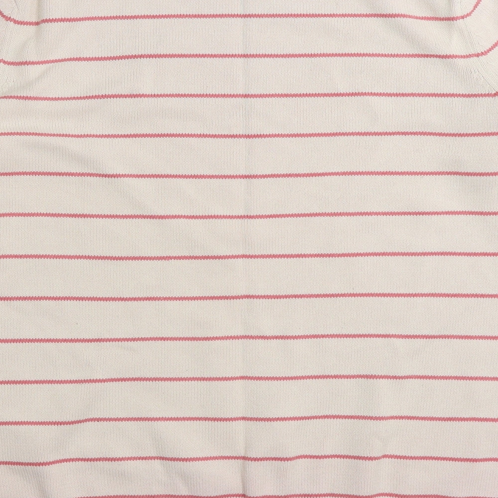 BHS Womens Pink Round Neck Striped Cotton Pullover Jumper Size 22