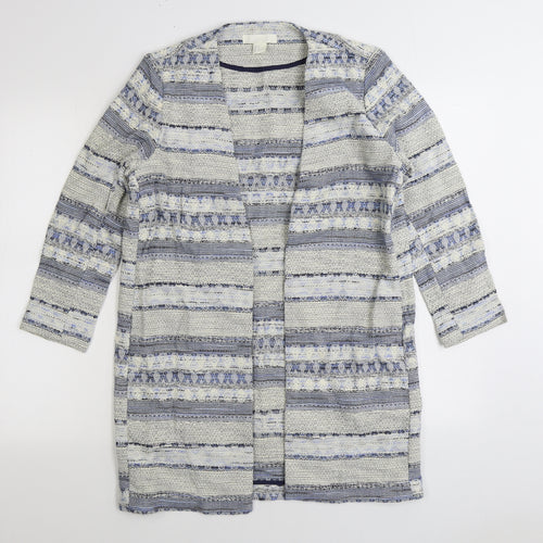 H&M Womens Blue V-Neck Striped Cotton Cardigan Jumper Size XS