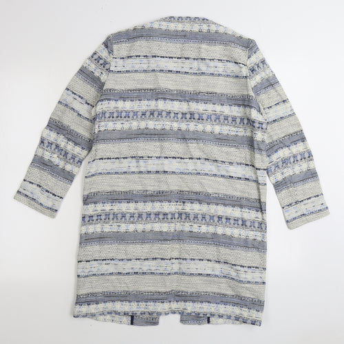 H&M Womens Blue V-Neck Striped Cotton Cardigan Jumper Size XS