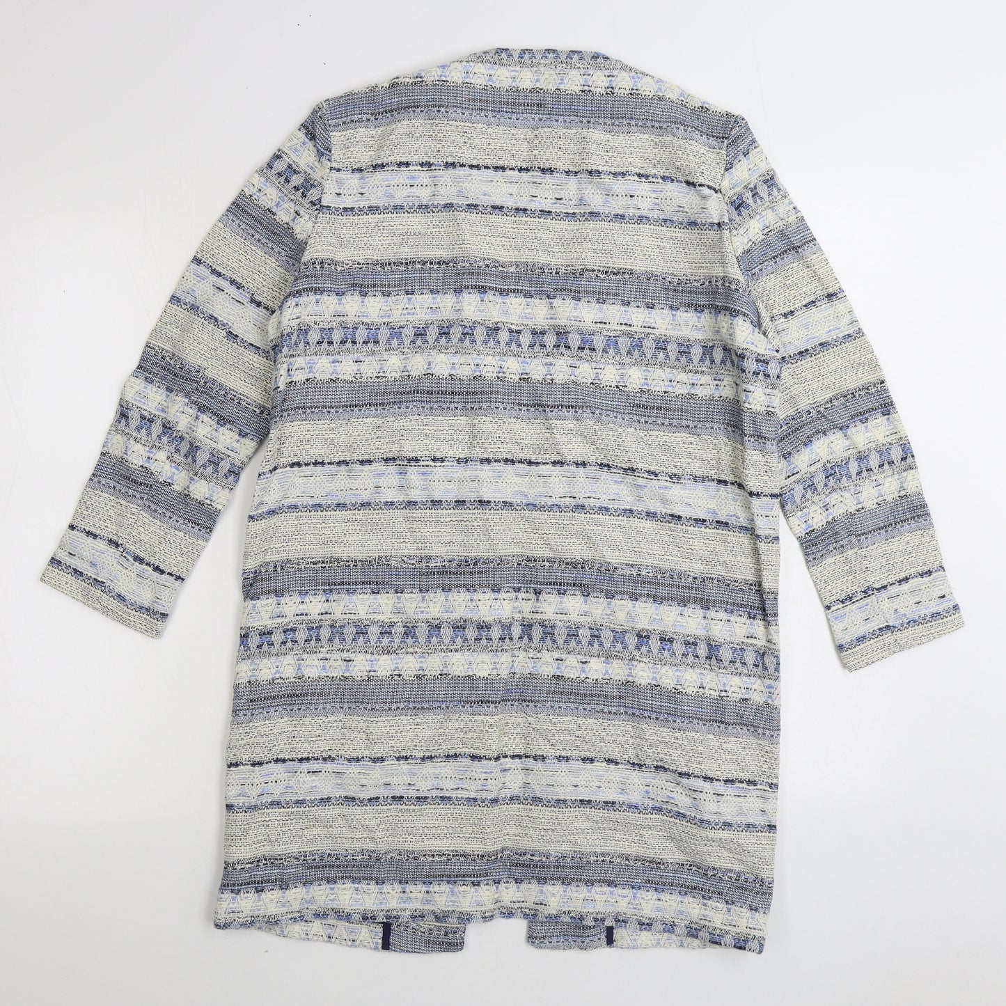 H&M Womens Blue V-Neck Striped Cotton Cardigan Jumper Size XS