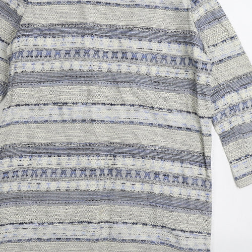 H&M Womens Blue V-Neck Striped Cotton Cardigan Jumper Size XS