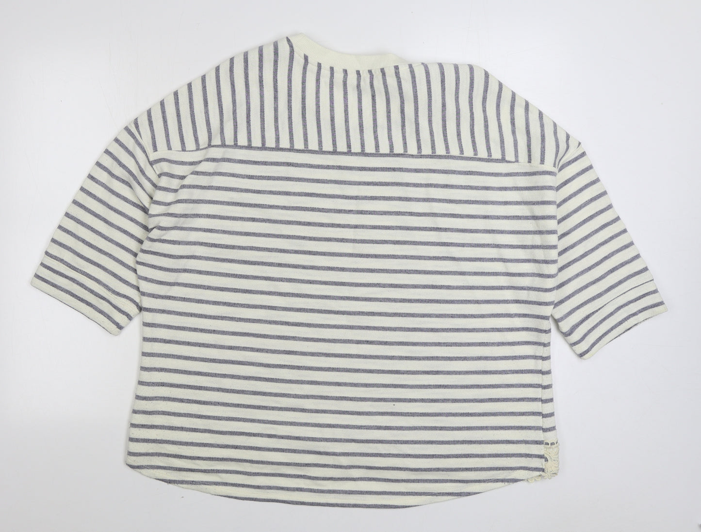 George Womens White Striped Polyester Pullover Sweatshirt Size 22 Pullover