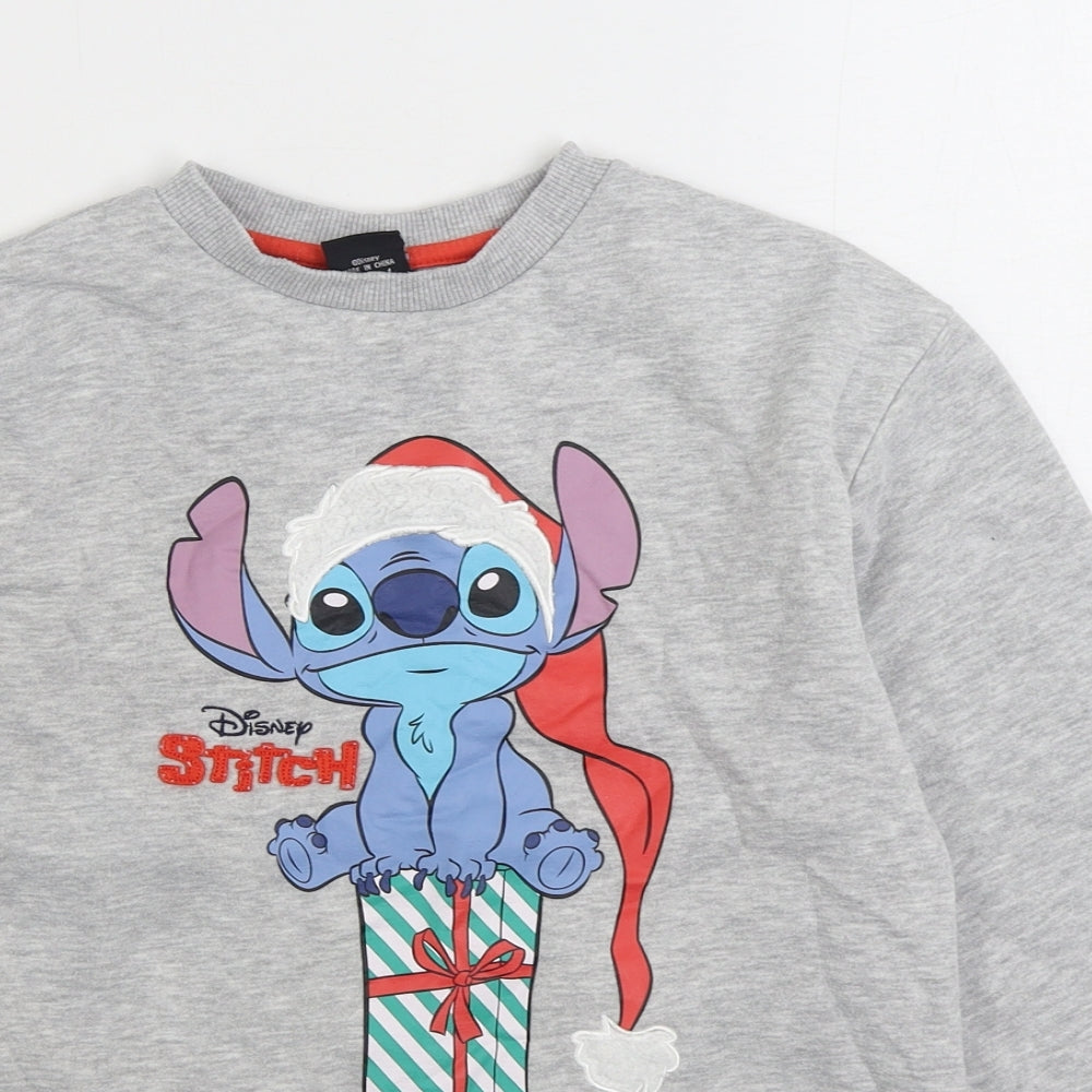 Primark Girls Grey Cotton Pullover Sweatshirt Size 8-9 Years Pullover - Christmas Stitch