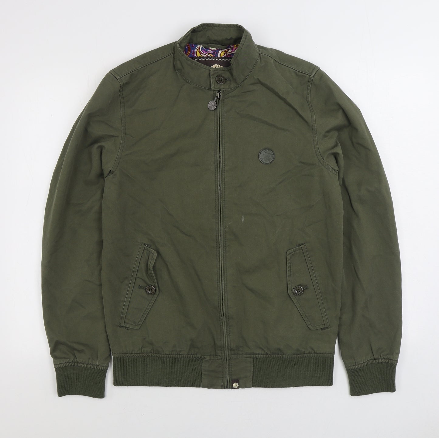 Pretty Green Mens Green Bomber Jacket Jacket Size S Zip