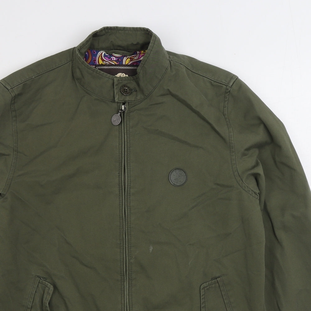 Pretty Green Mens Green Bomber Jacket Jacket Size S Zip