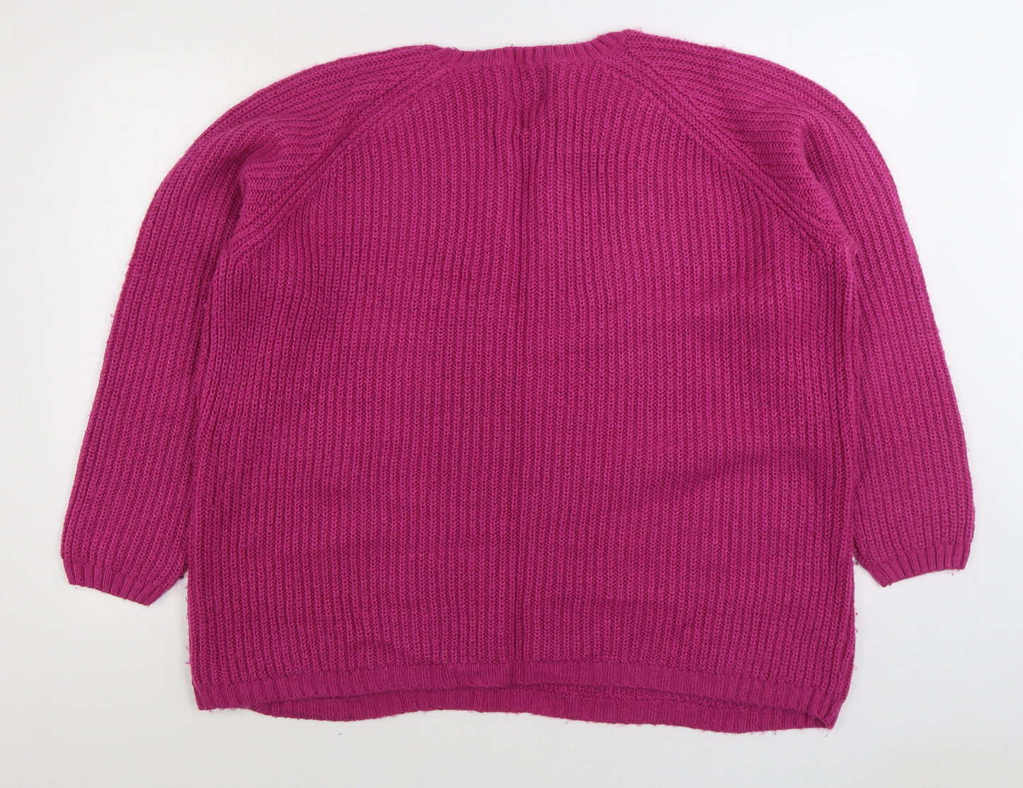 Papaya Womens Pink Round Neck Acrylic Pullover Jumper Size XL