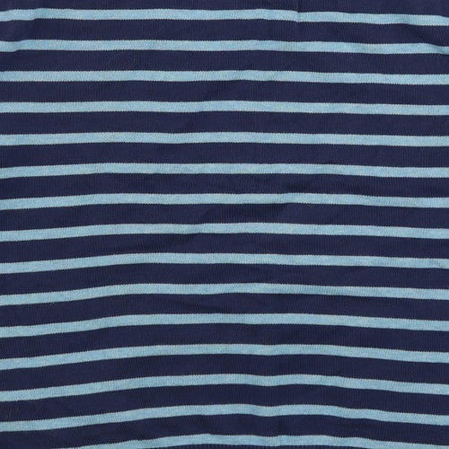 Marks and Spencer Womens Blue Round Neck Striped 100% Cotton Pullover Jumper Size 12