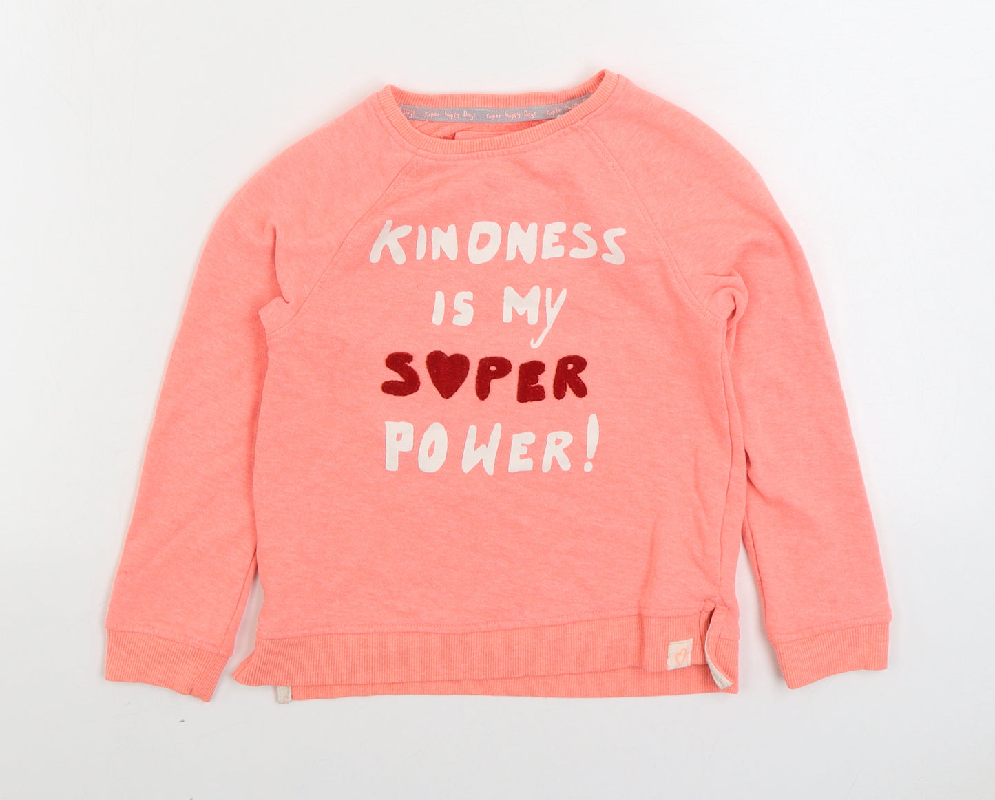 NEXT Girls Pink Cotton Pullover Sweatshirt Size 5-6 Years Pullover - Kindness is my super power