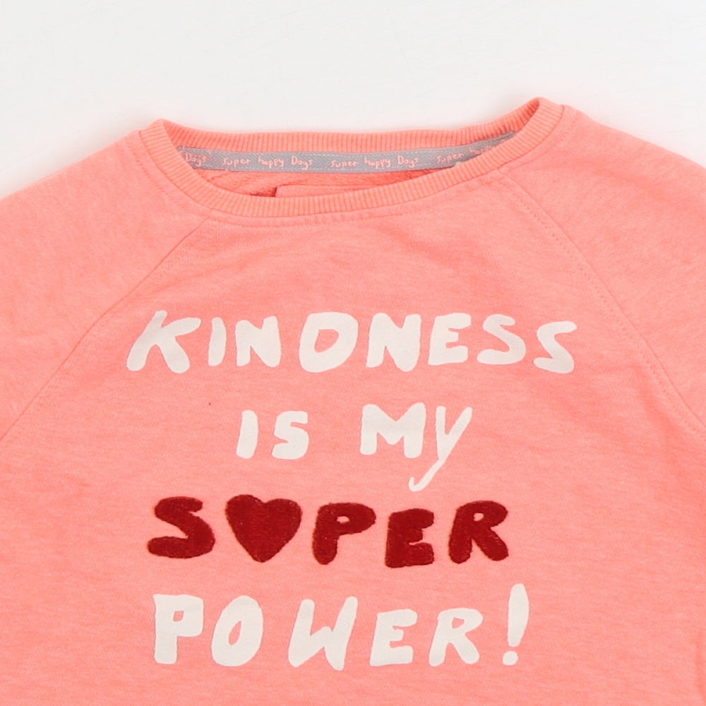 NEXT Girls Pink Cotton Pullover Sweatshirt Size 5-6 Years Pullover - Kindness is my super power