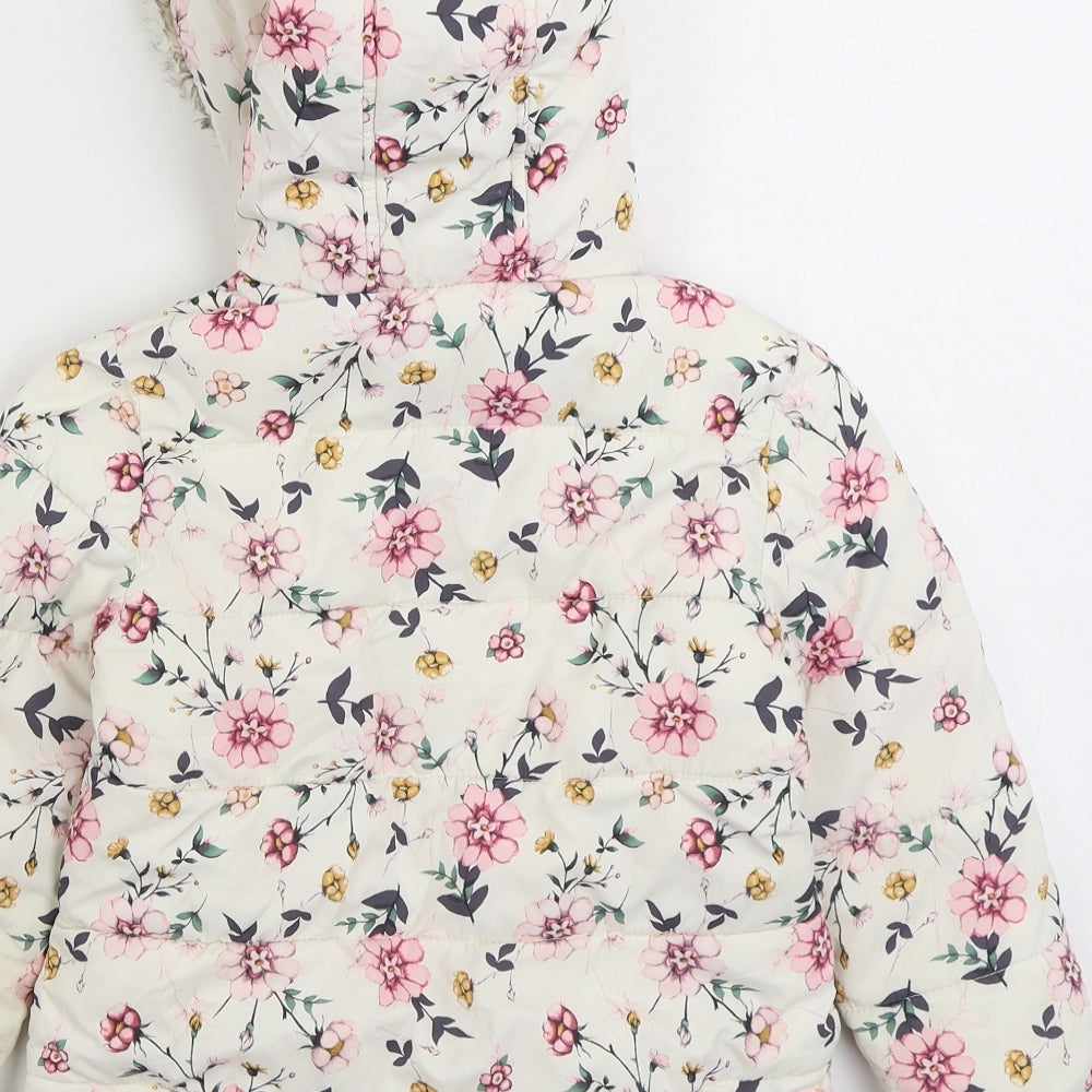 George Girls Multicoloured Floral Parka Coat Size 4-5 Years Zip