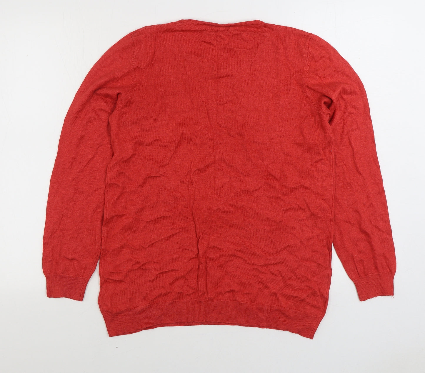 Damart Womens Red Round Neck Viscose Pullover Jumper Size 18