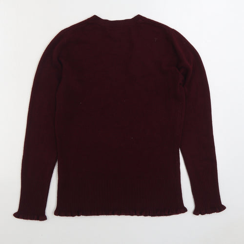 Debenhams Womens Red V-Neck Acrylic Pullover Jumper Size 10
