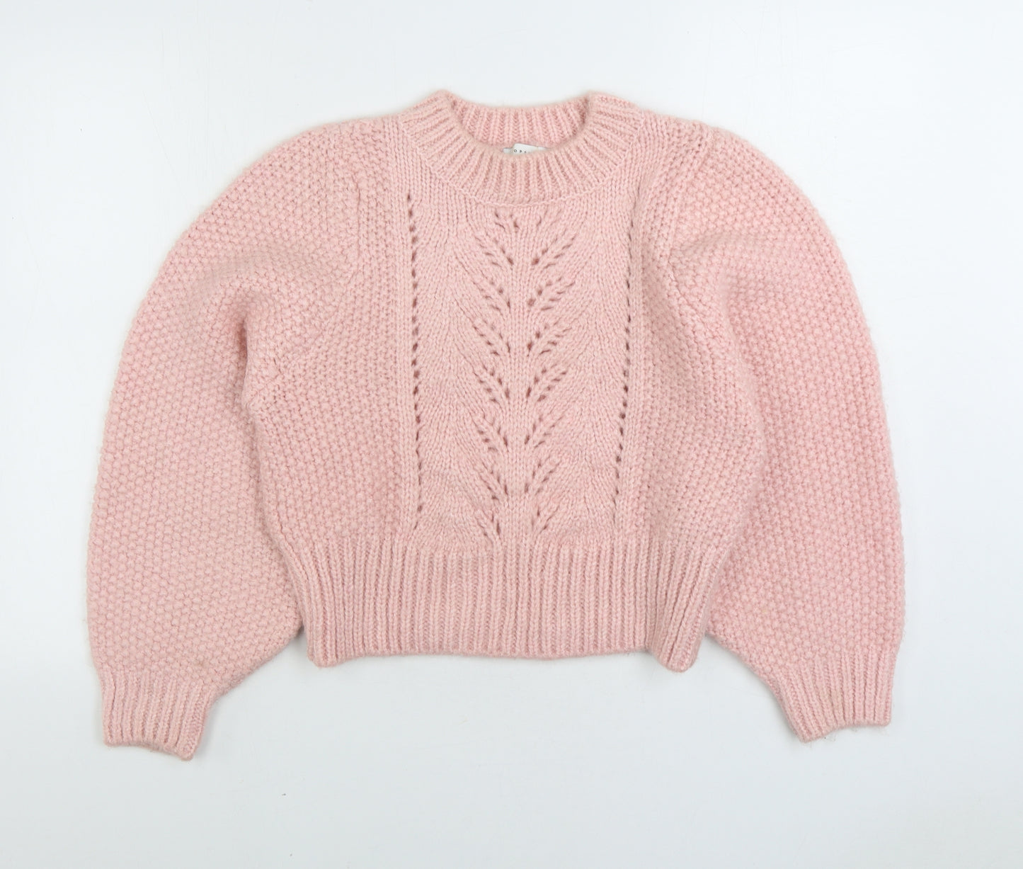 Topshop Womens Pink Round Neck Acrylic Pullover Jumper Size S
