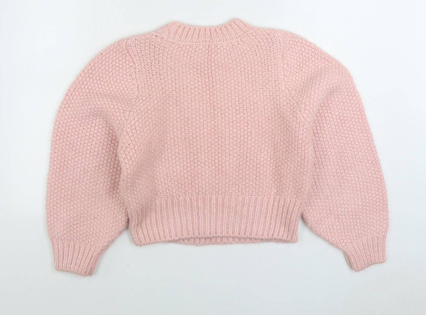 Topshop Womens Pink Round Neck Acrylic Pullover Jumper Size S