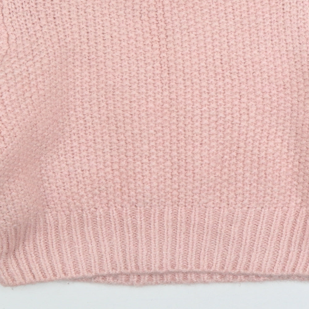 Topshop Womens Pink Round Neck Acrylic Pullover Jumper Size S