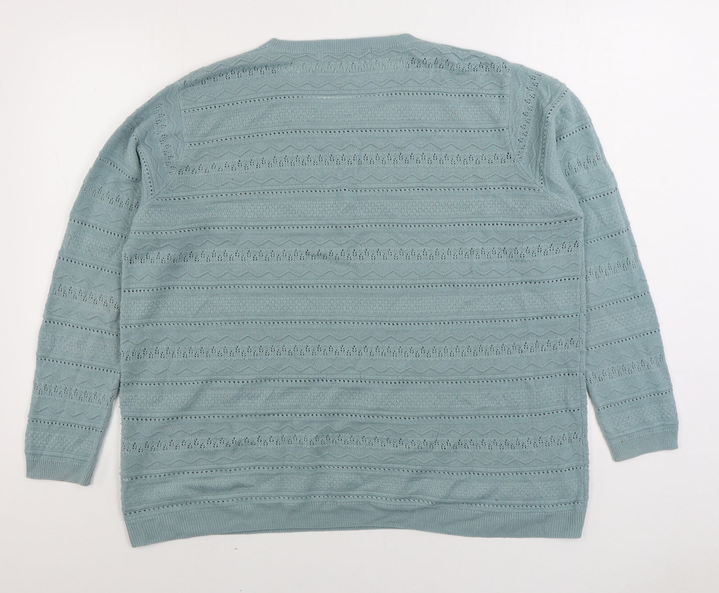 Isle Womens Blue Round Neck Acrylic Pullover Jumper Size 22