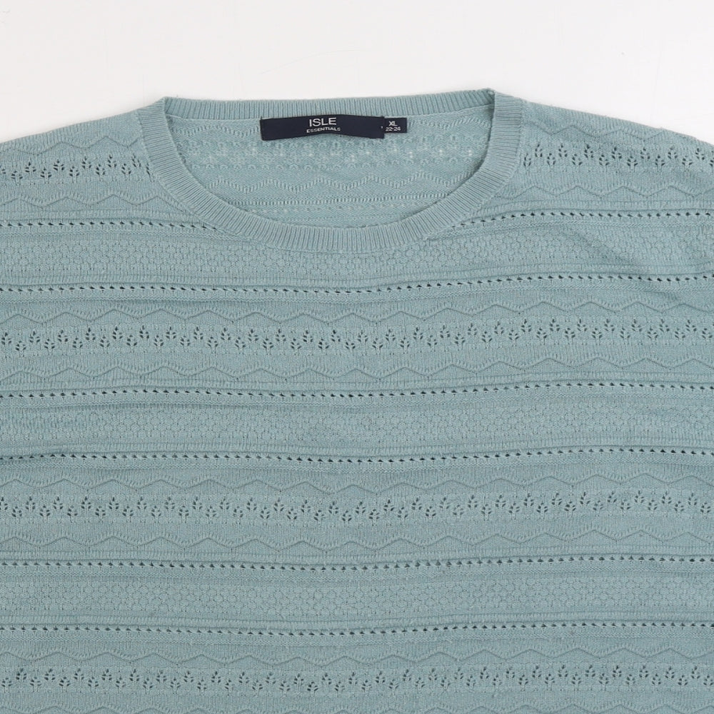 Isle Womens Blue Round Neck Acrylic Pullover Jumper Size 22