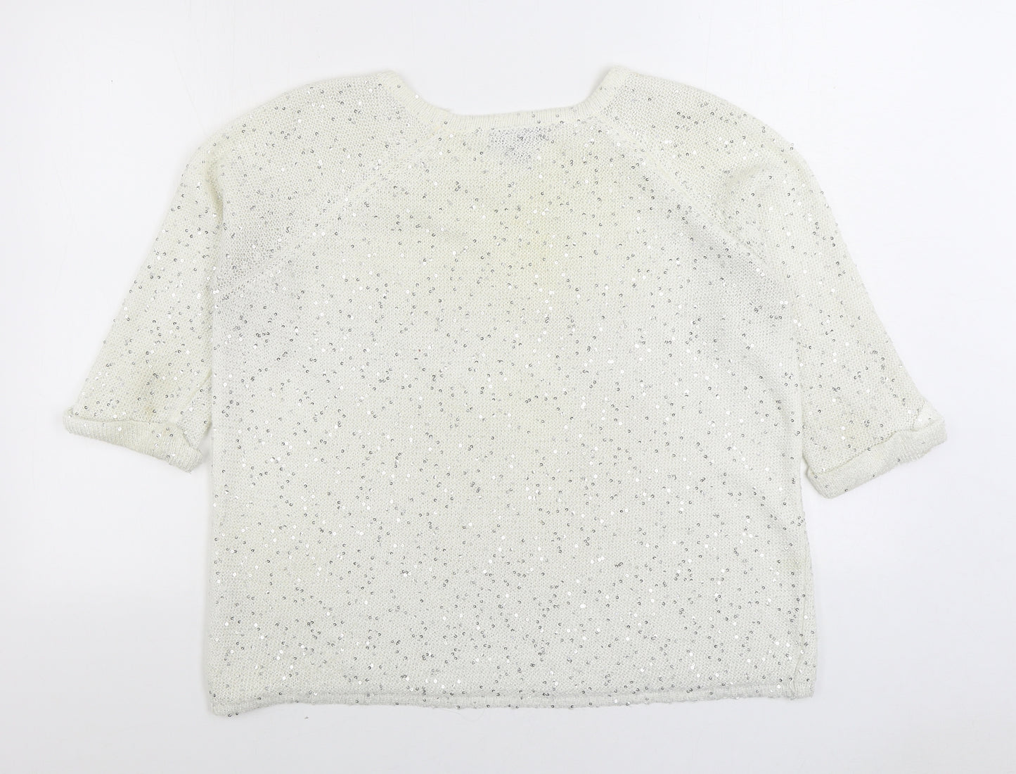 Topshop Womens Ivory Boat Neck Polyester Pullover Jumper Size 10