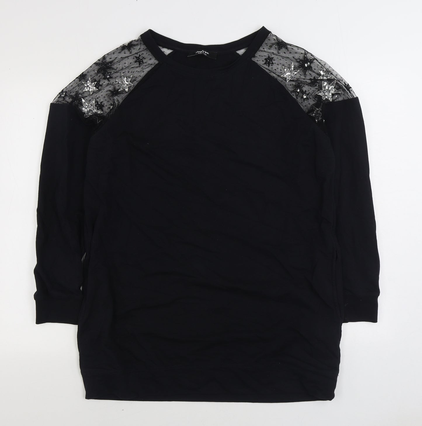 Simply Be Womens Black Geometric Cotton Pullover Sweatshirt Size 12 Pullover - Stars