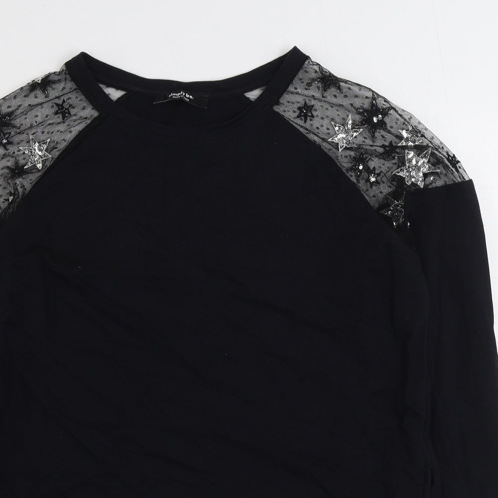 Simply Be Womens Black Geometric Cotton Pullover Sweatshirt Size 12 Pullover - Stars