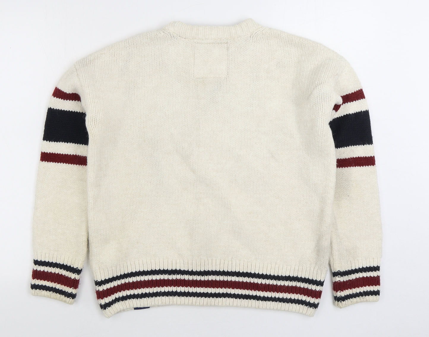 Superdry Womens Multicoloured Round Neck Striped Acrylic Pullover Jumper Size 10