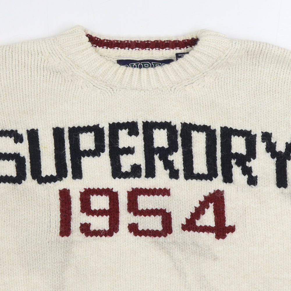 Superdry Womens Multicoloured Round Neck Striped Acrylic Pullover Jumper Size 10