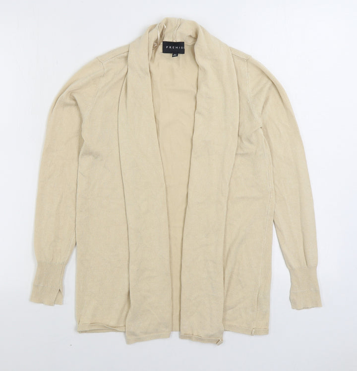 Premise Womens Beige V-Neck Acrylic Cardigan Jumper Size XS