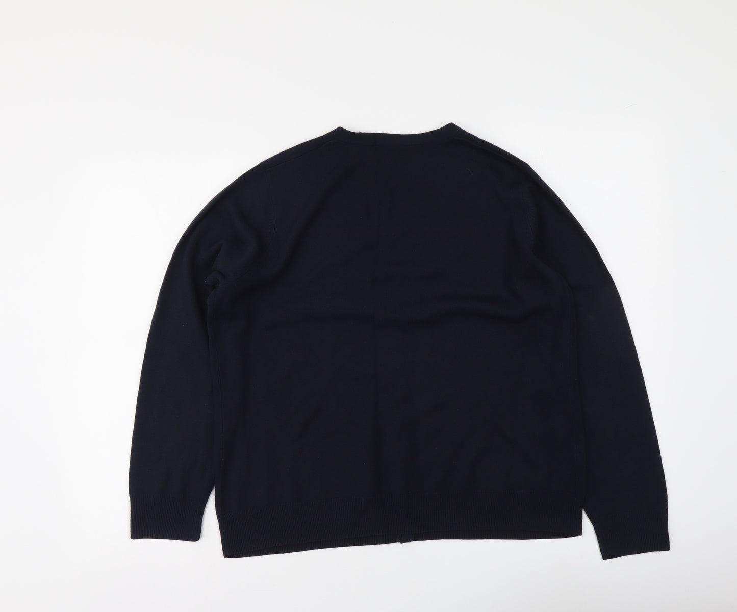 Marks and Spencer Womens Blue V-Neck Acrylic Cardigan Jumper Size 18