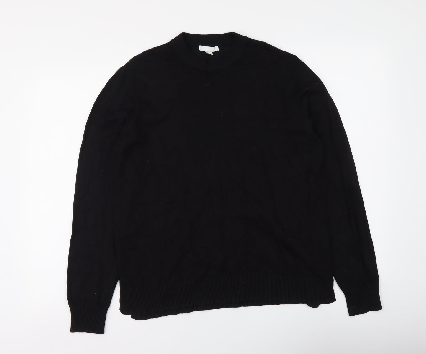 H&M Womens Black Round Neck Viscose Pullover Jumper Size M