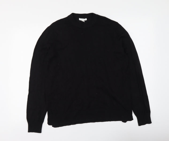 H&M Womens Black Round Neck Viscose Pullover Jumper Size M