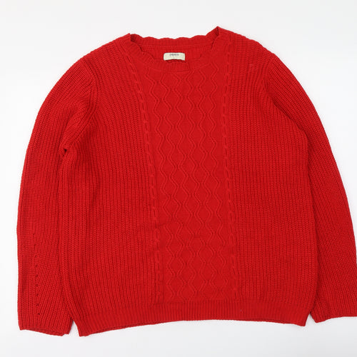Papaya Womens Red Round Neck Acrylic Pullover Jumper Size L