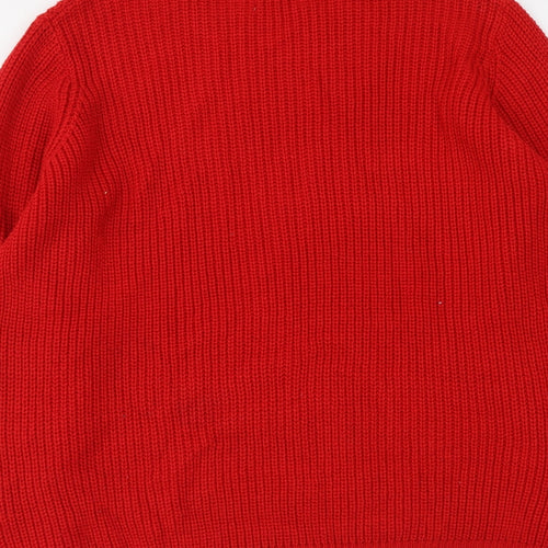 Papaya Womens Red Round Neck Acrylic Pullover Jumper Size L