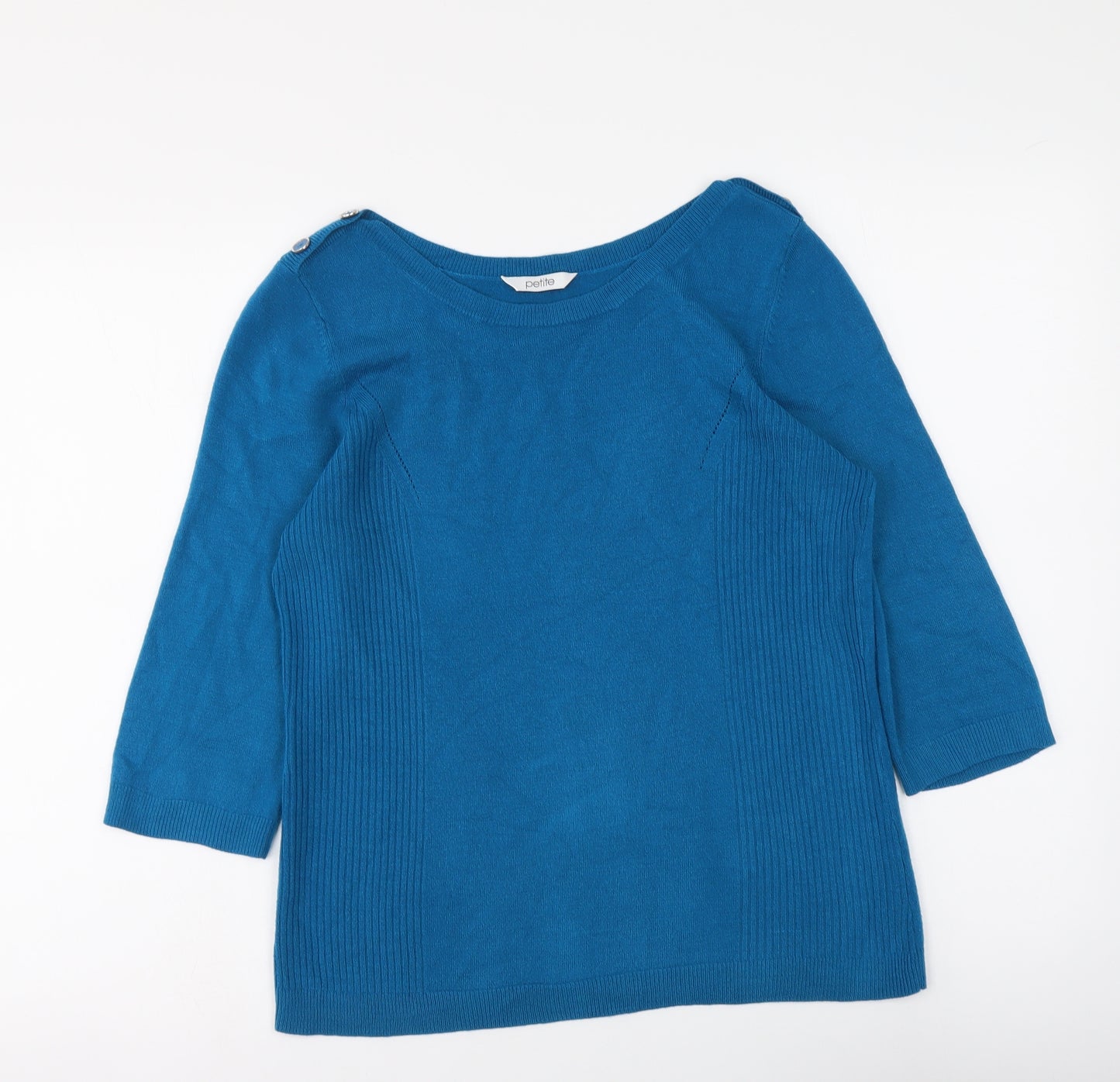 BHS Womens Blue Boat Neck Acrylic Pullover Jumper Size 14