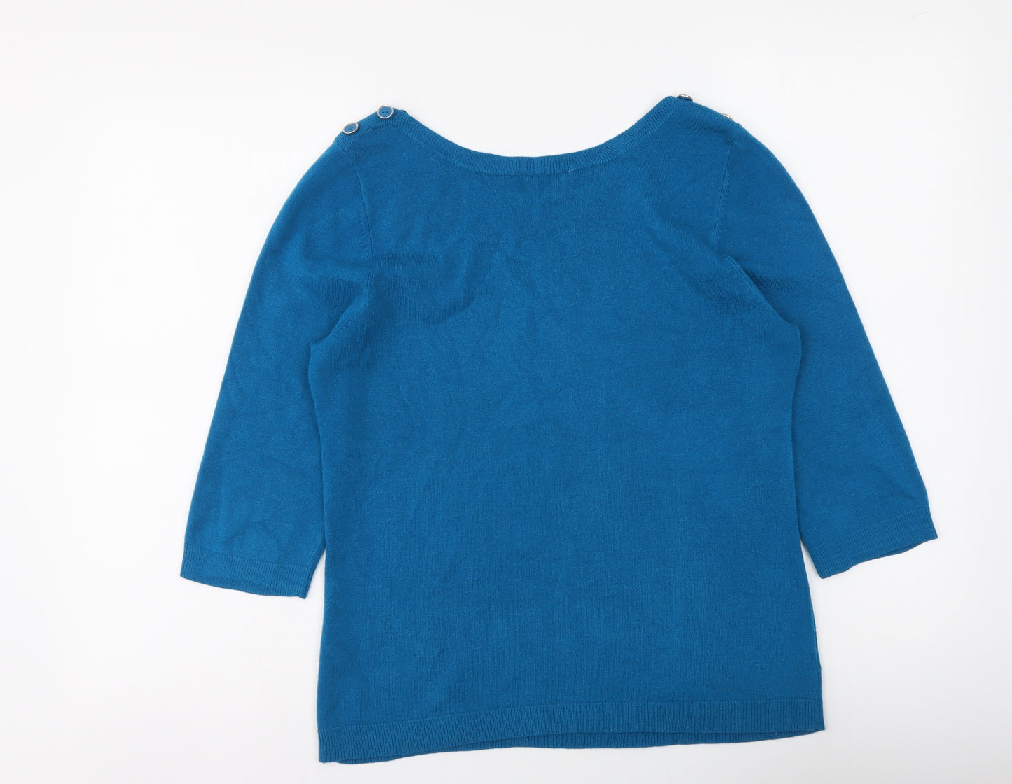 BHS Womens Blue Boat Neck Acrylic Pullover Jumper Size 14