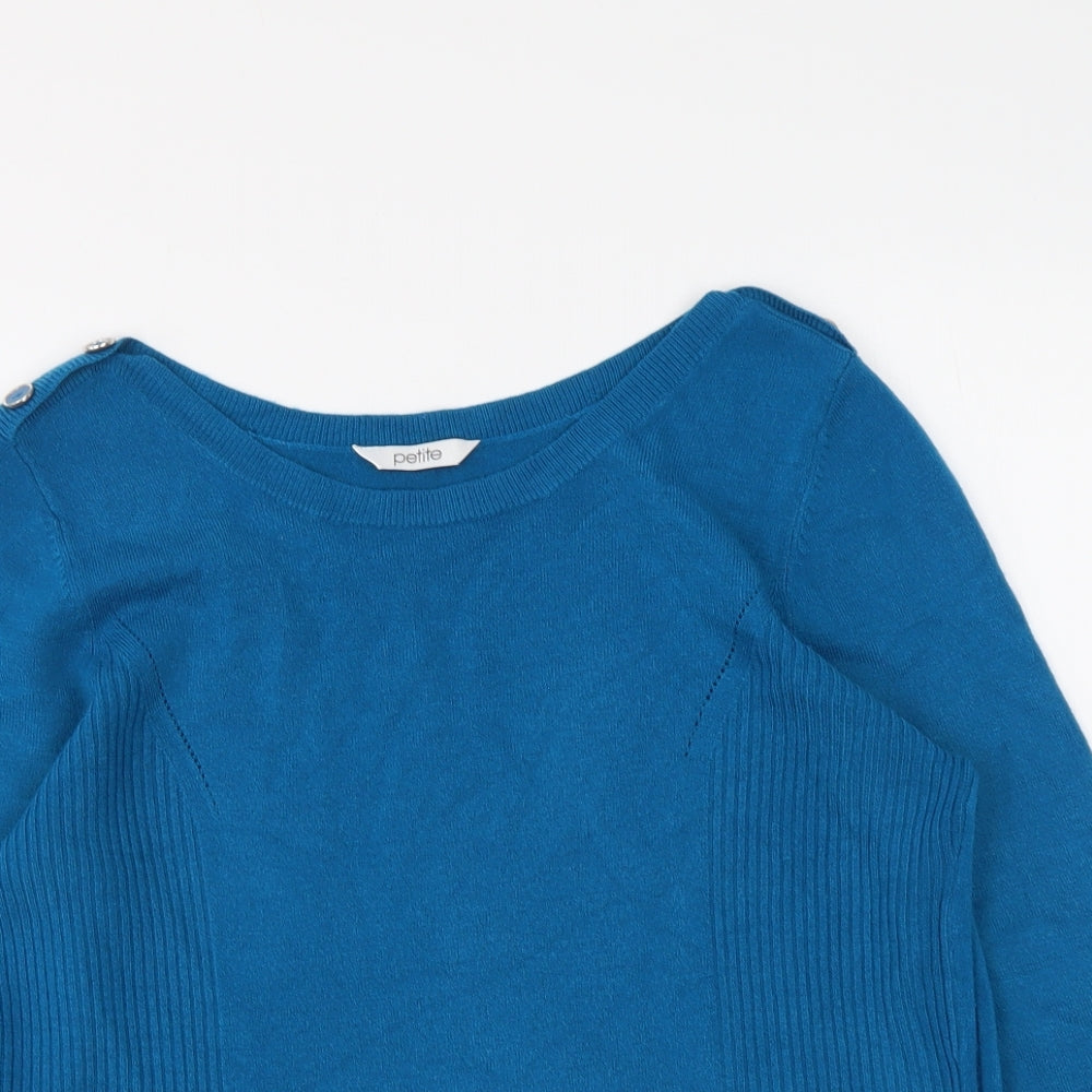 BHS Womens Blue Boat Neck Acrylic Pullover Jumper Size 14