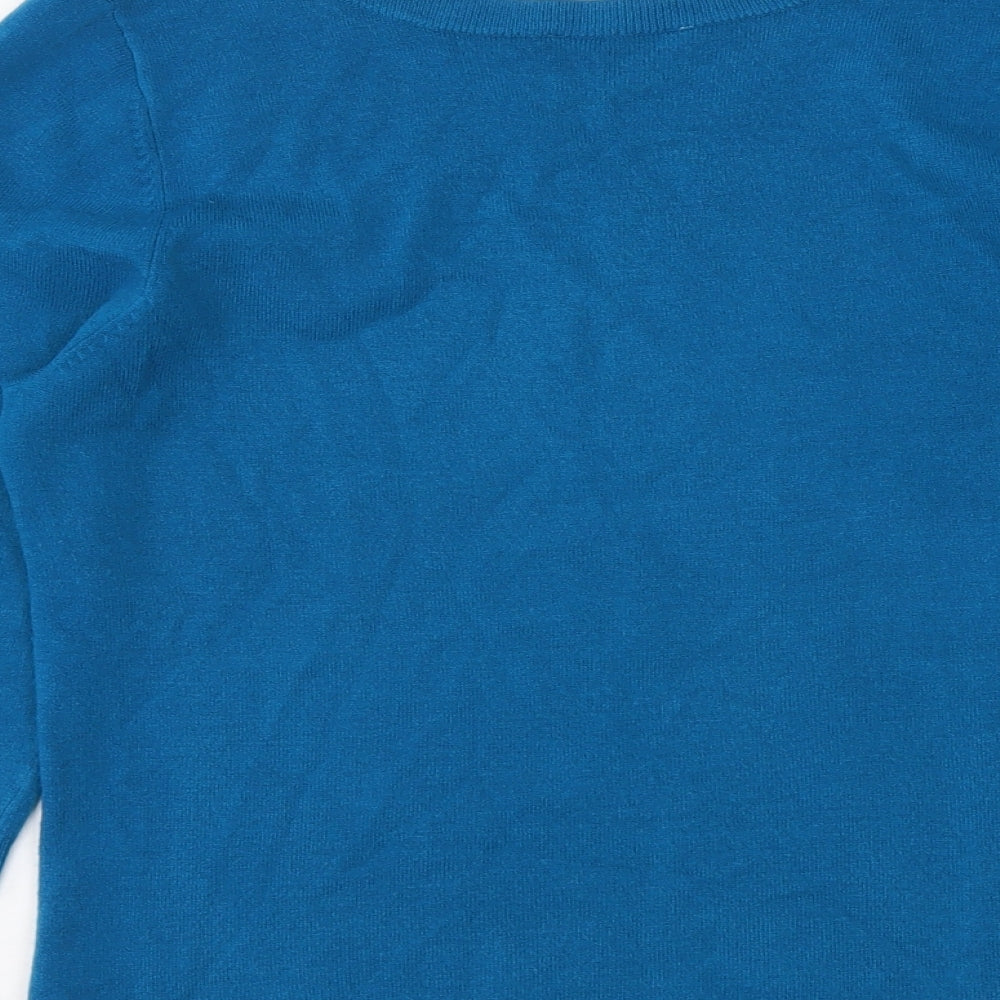 BHS Womens Blue Boat Neck Acrylic Pullover Jumper Size 14