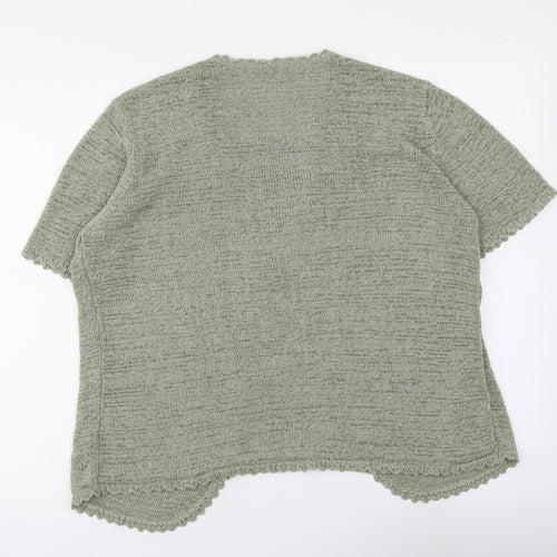 BM Womens Green Round Neck Striped Acrylic Henley Jumper Size L