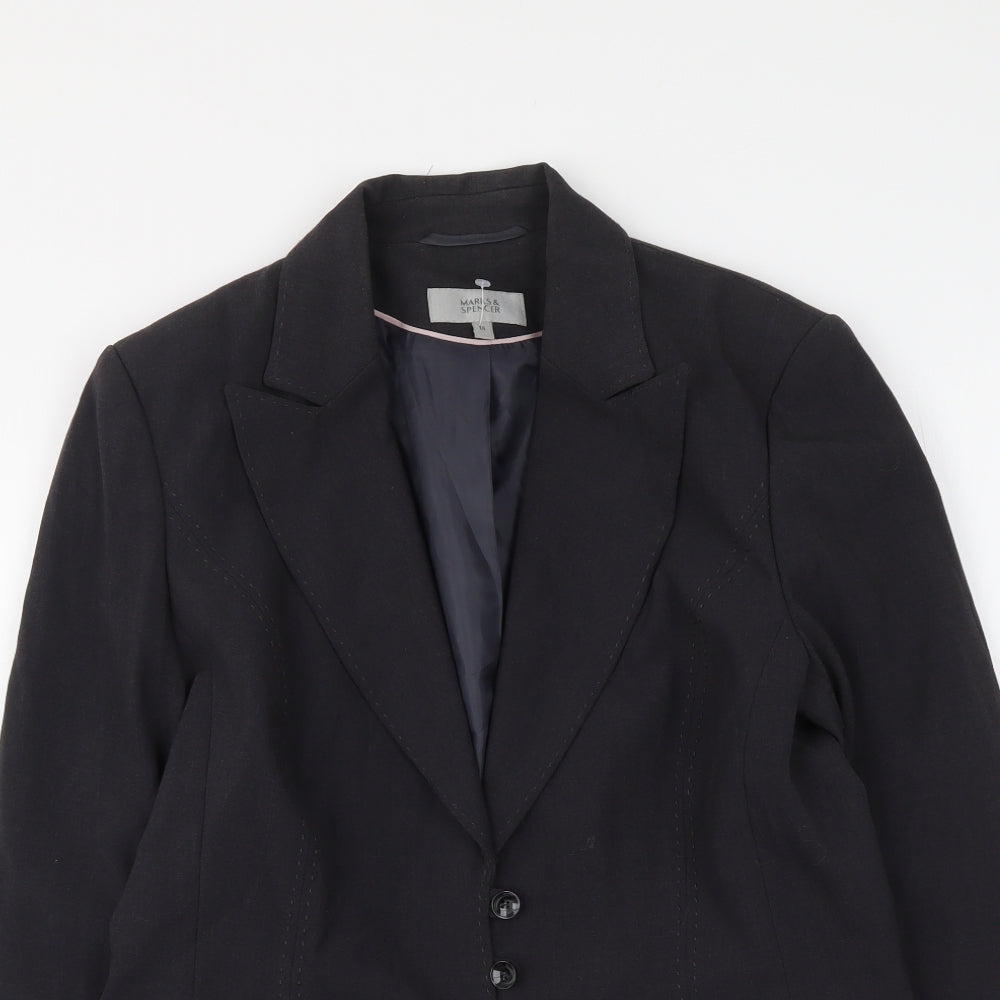 Marks and Spencer Womens Grey Polyester Jacket Suit Jacket Size 14