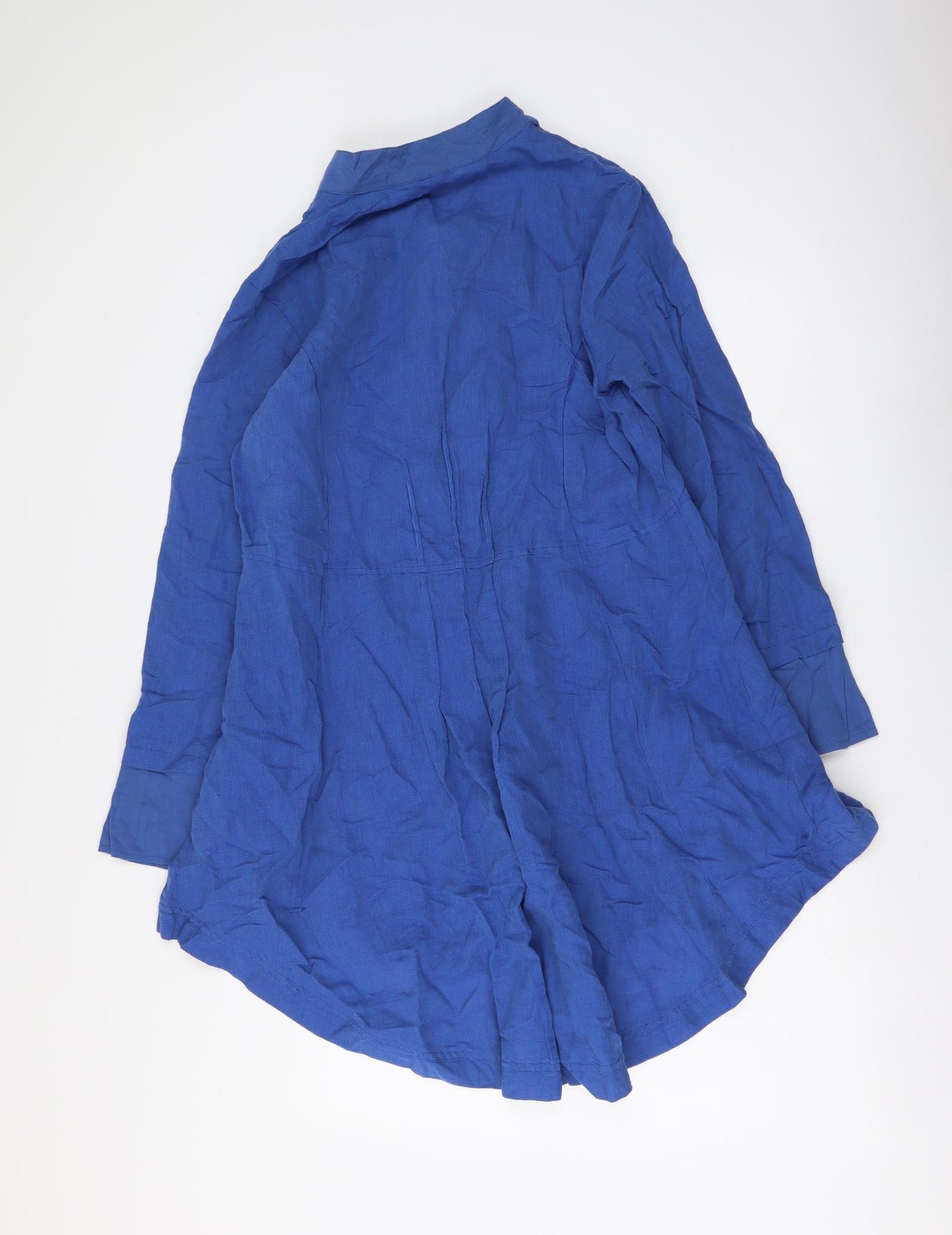 Aprilic Rnell Womens Blue Linen Shirt Dress Size M Collared Button
