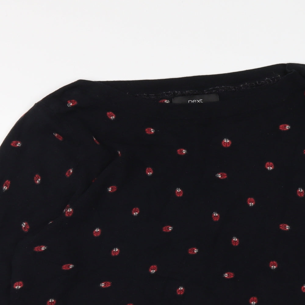 Nexct Womens Black Boat Neck Geometric Cotton Pullover Jumper Size 16 - Ladybird Pattern