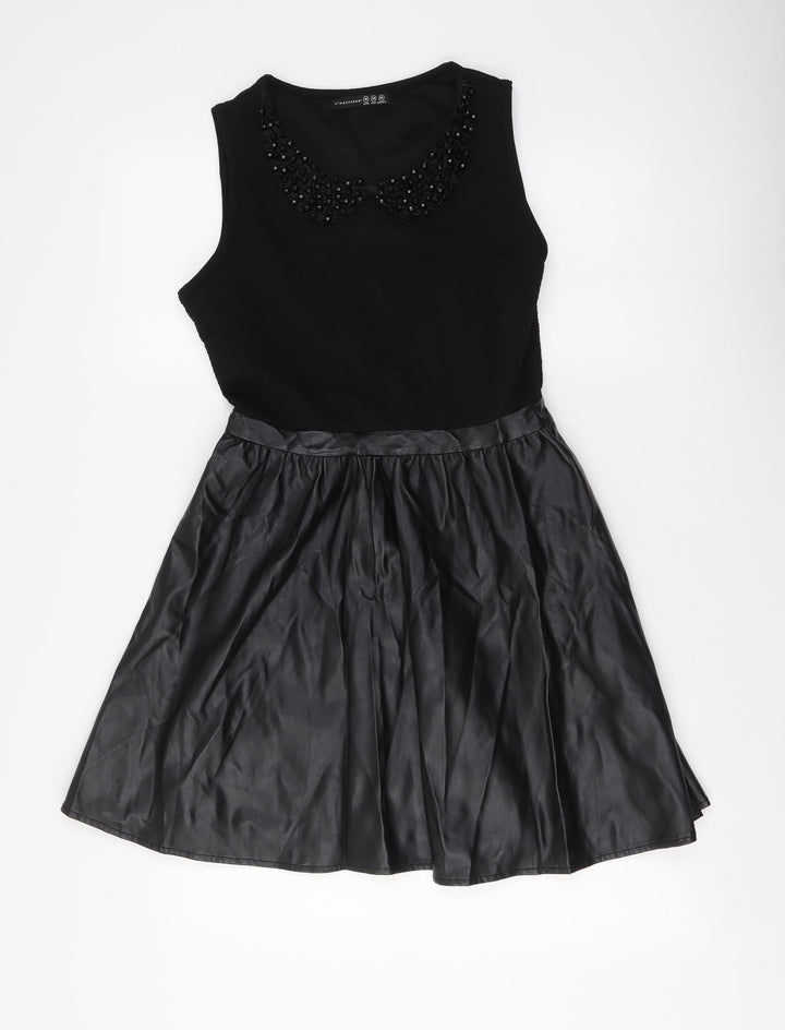 Atmosphere Womens Black Polyester Skater Dress Size 10 Round Neck Pullover